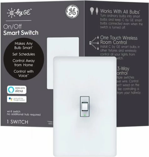 Best Buy CYNC SMART SWITCH, NEUTRAL WIRE REQUIRED, ON-OFF TOGGLE STYLE WITH BLUETOOTH AND 2.4 GHZ WIFI (PACKING MAY VARY) - WHITE