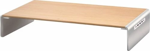 Best Buy WOOD MONITOR STAND WITH DOCKING STATION - NATURAL WOOD GRAIN, TAN