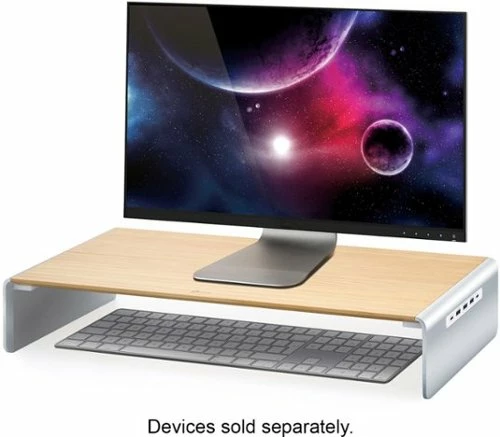 Best Buy WOOD MONITOR STAND WITH DOCKING STATION - NATURAL WOOD GRAIN, TAN - Image 2