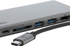 Best Buy 4-PORT USB TYPE-C HUB WITH GIGABIT ETHERNET ADAPTER - SPACE GRAY