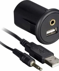 Best Buy SNAP-IN USB AND AUX ADAPTER WITH 4.92' EXTENSION CABLE - BLACK
