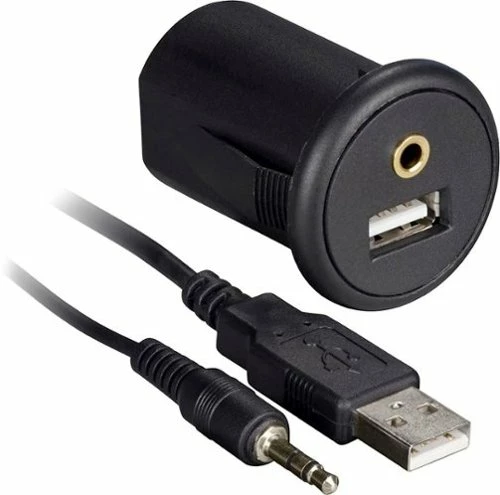 Best Buy SNAP-IN USB AND AUX ADAPTER WITH 4.92' EXTENSION CABLE - BLACK