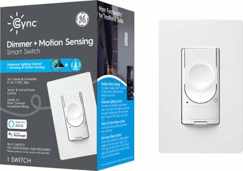 Best Buy CYNC DIMMER + MOTION SENSOR SMART SWITCH, NO NEUTRAL WIRE REQUIRED, BLUETOOTH AND 2.4 GHZ WIFI (PACKING MAY VARY) - WHITE