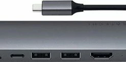 Best Buy USB TYPE-C SLIM 7-IN-1 MULTIPORT ADAPTER WITH ETHERNET - 4K HDMI, GIGABIT ETHERNET, USB-C PD CHARGING - SPACE GRAY