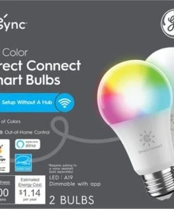 Best Buy CYNC SMART DIRECT CONNECT LIGHT BULBS (2 A19 LED COLOR CHANGING LIGHT BULBS), 60W REPLACEMENT - FULL COLOR