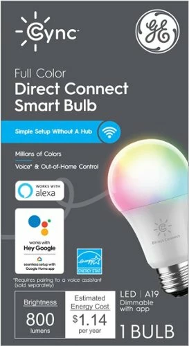 Best Buy CYNC SMART DIRECT CONNECT LIGHT BULB (1 A19 LED COLOR CHANGING LIGHT BULB), 60W REPLACEMENT - FULL COLOR