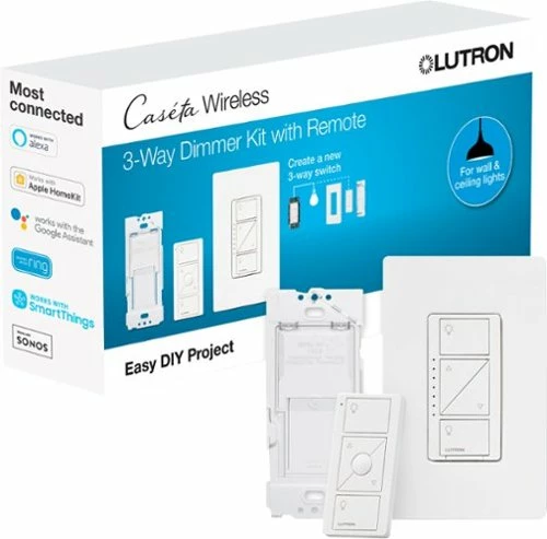 Best Buy CASETA SMART DIMMER SWITCH 3-WAY KIT WITH REMOTE (2 POINTS OF CONTROL) - WHITE