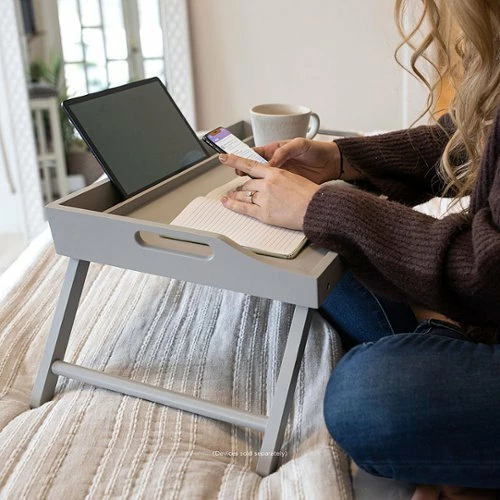 Best Buy WOOD MEDIA BED TRAY FOR 17.3 LAPTOP OR TABLET - CALMING GRAY - Image 2