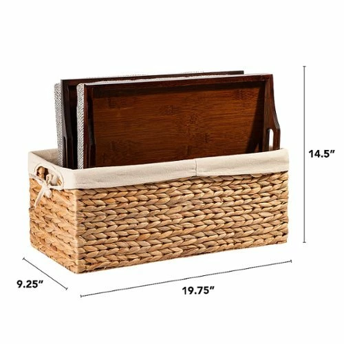 Best Buy LAP TRAY SET OF 2 WITH BASKET - NATURAL BAMBOO - Image 5