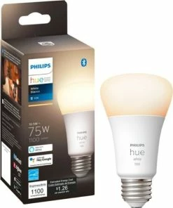 Best Buy HUE A19 BLUETOOTH 75W SMART LED BULB - WHITE