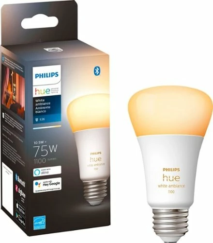 Best Buy HUE A19 BLUETOOTH 75W SMART LED BULB - WHITE AMBIANCE