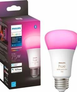Best Buy HUE A19 BLUETOOTH 75W SMART LED BULB - WHITE AND COLOR AMBIANCE