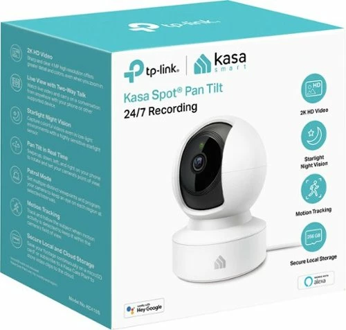 Best Buy KASA SMART 2K HD PAN TILT HOME SECURITY CAMERA, MOTION DETECTION, TWO-WAY AUDIO, NIGHT VISION, SD CARD STORAGE - BLACK/WHITE - Image 10