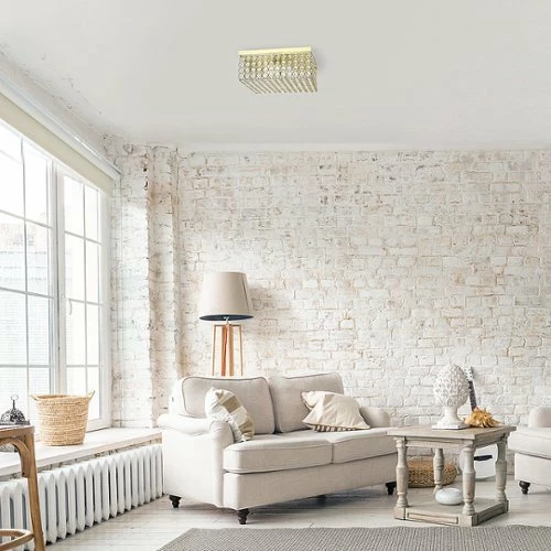 Best Buy GLAM 2 LIGHT 12 INCH SQUARE FLUSH MOUNT - GOLD - Image 5