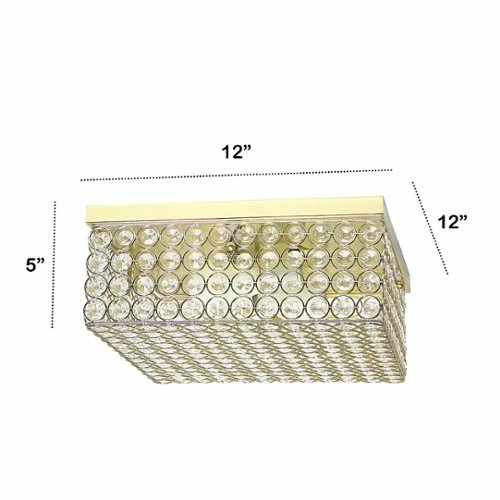 Best Buy GLAM 2 LIGHT 12 INCH SQUARE FLUSH MOUNT - GOLD - Image 3