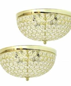 Best Buy CRYSTAL GLAM 2 LIGHT CEILING FLUSH MOUNT 2 PACK - GOLD