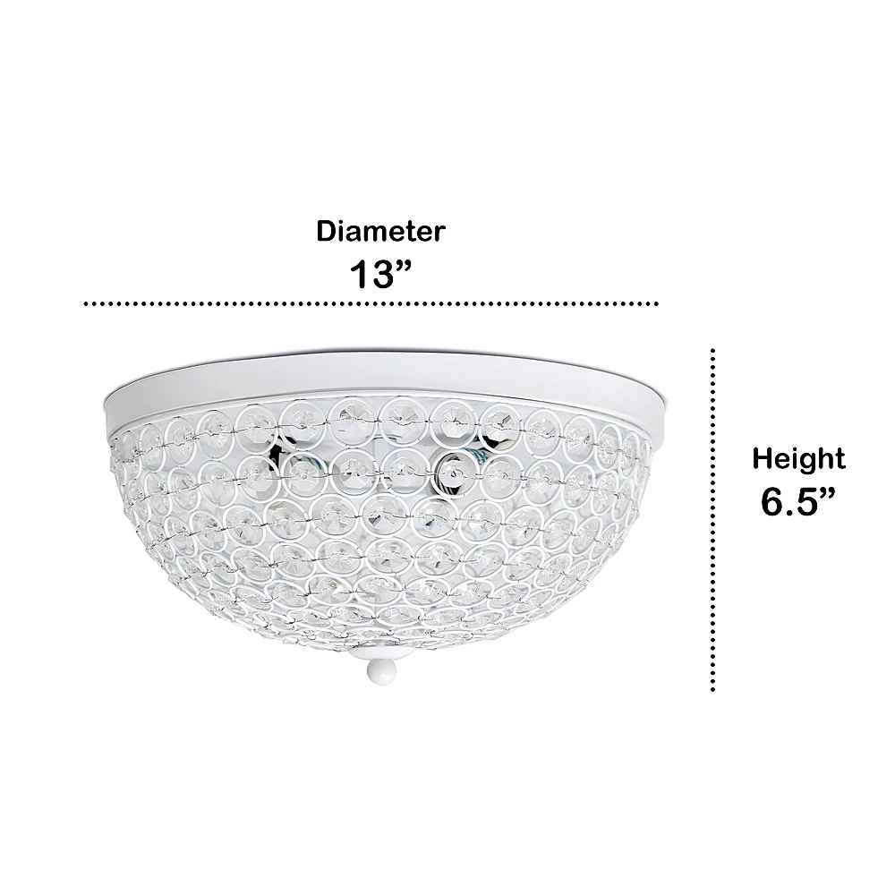 Best Buy CRYSTAL GLAM 2 LIGHT CEILING FLUSH MOUNT - WHITE - Image 7