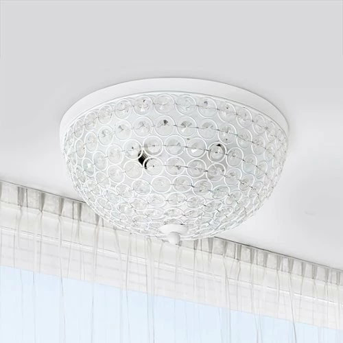 Best Buy CRYSTAL GLAM 2 LIGHT CEILING FLUSH MOUNT - WHITE - Image 2