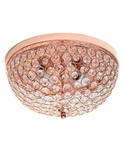 Best Buy CRYSTAL GLAM 2 LIGHT CEILING FLUSH MOUNT - ROSE GOLD