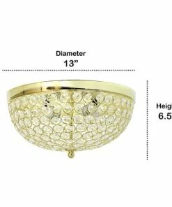 Best Buy CRYSTAL GLAM 2 LIGHT CEILING FLUSH MOUNT - GOLD