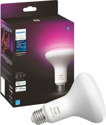 Best Buy HUE BR30 BLUETOOTH 85W SMART LED BULB - WHITE AND COLOR AMBIANCE